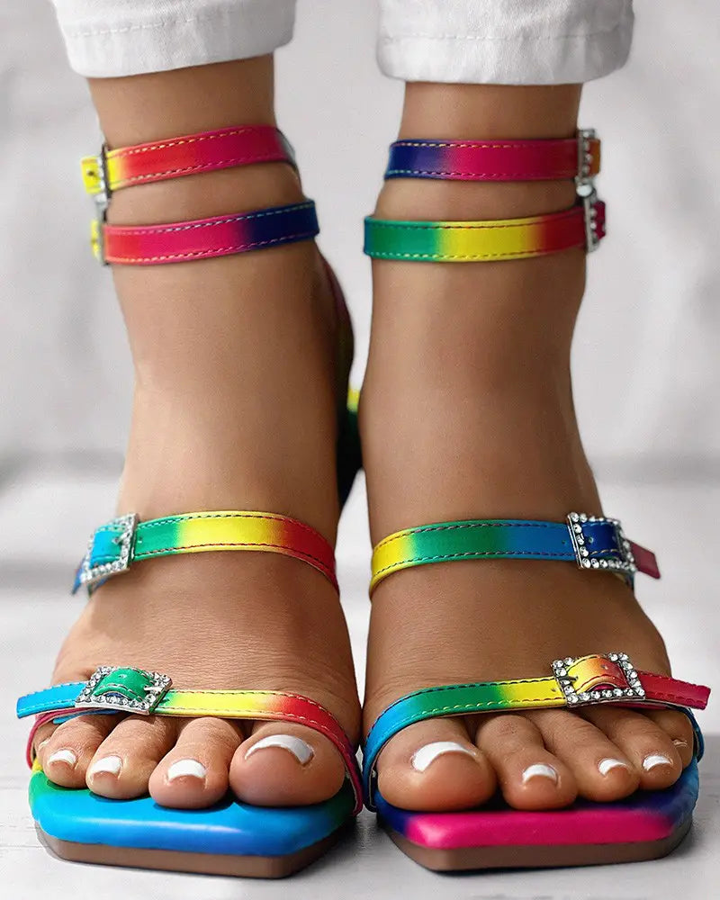 Abigail - Colorblock Enkelband Sandalen