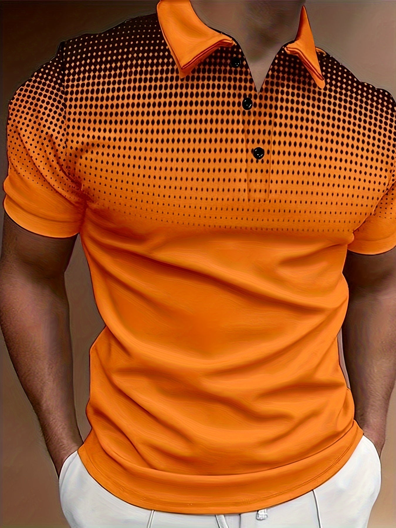 Lucas - Oranje Mesh Print Overhemd