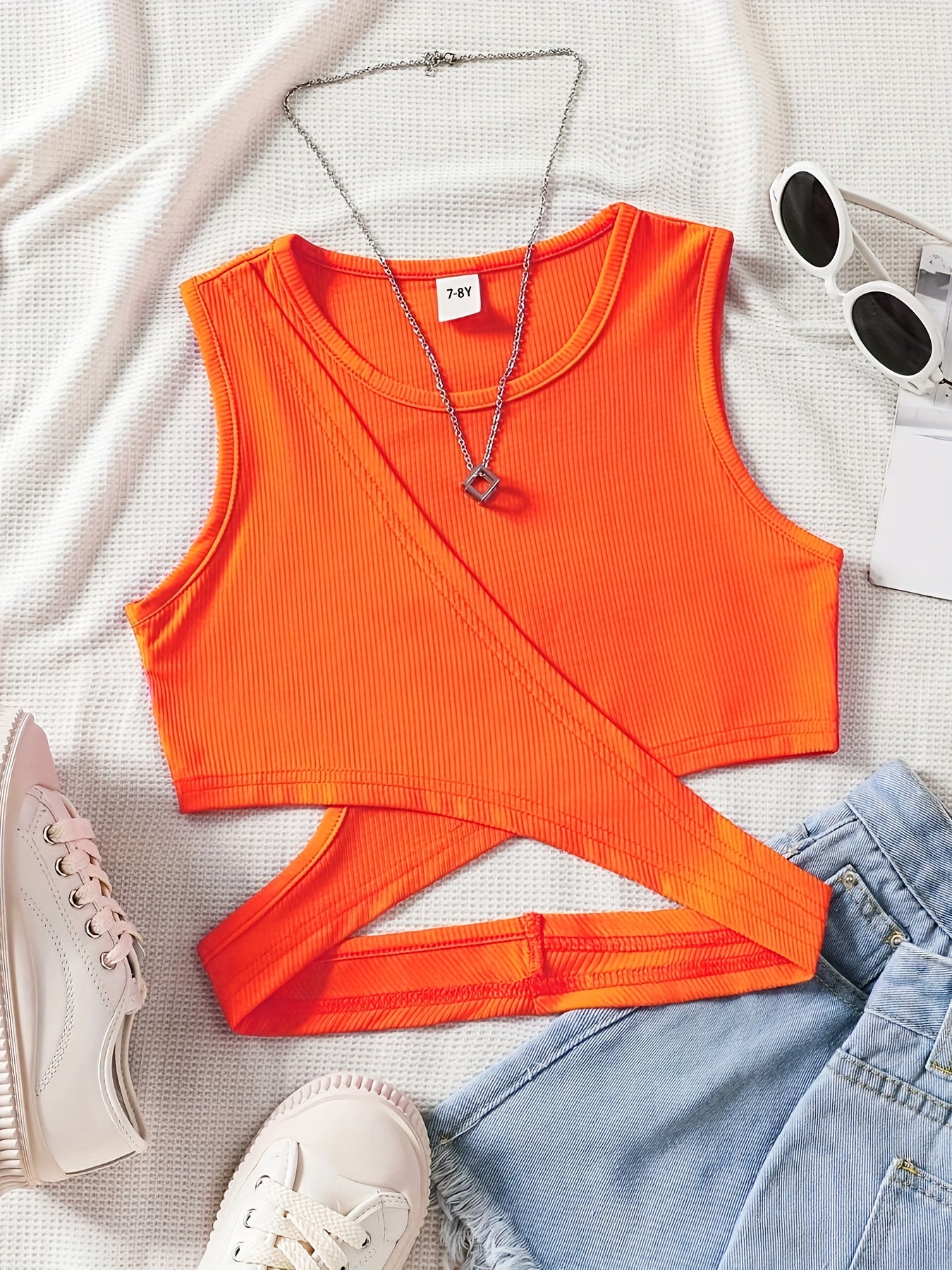 Lara - Trendy Oranje Crop Top