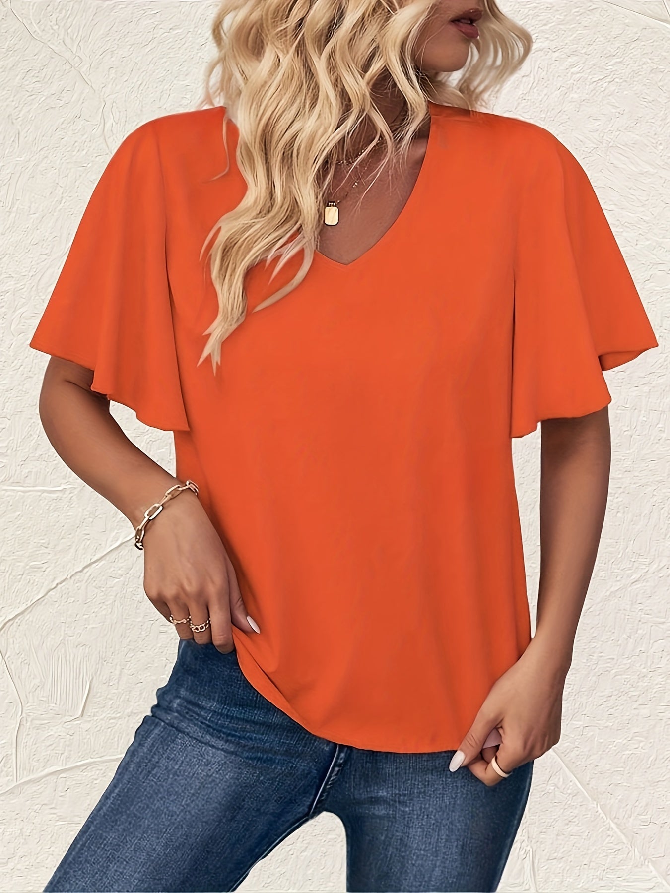 Eva - Oranje V-hals Blouse