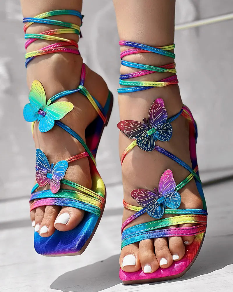 Nora - Vlinder Regenboog Sandalen