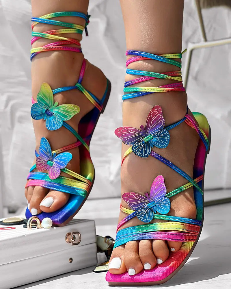 Nora - Vlinder Regenboog Sandalen