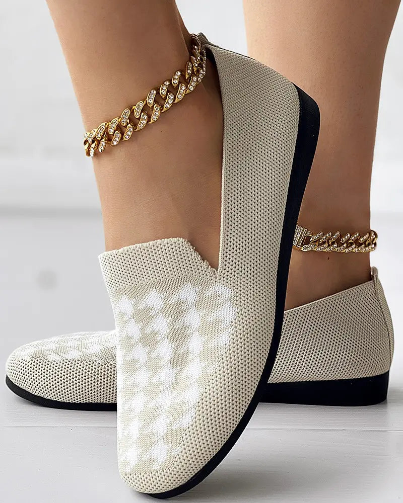 Callie - Ademend Houndstooth Loafers