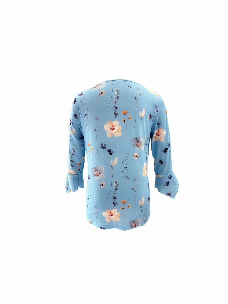 Bianca - Bloemenprint T-shirt met Knoopjes