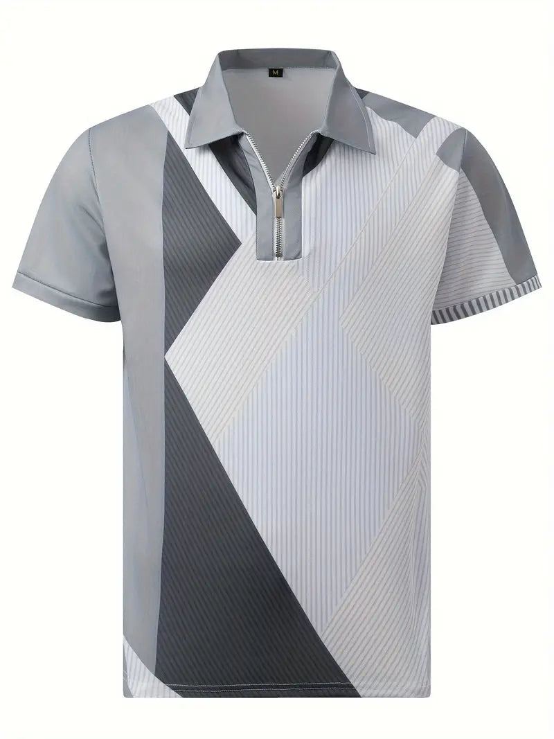 Norman - Ademend Regular Fit Color Block Golf Shirt