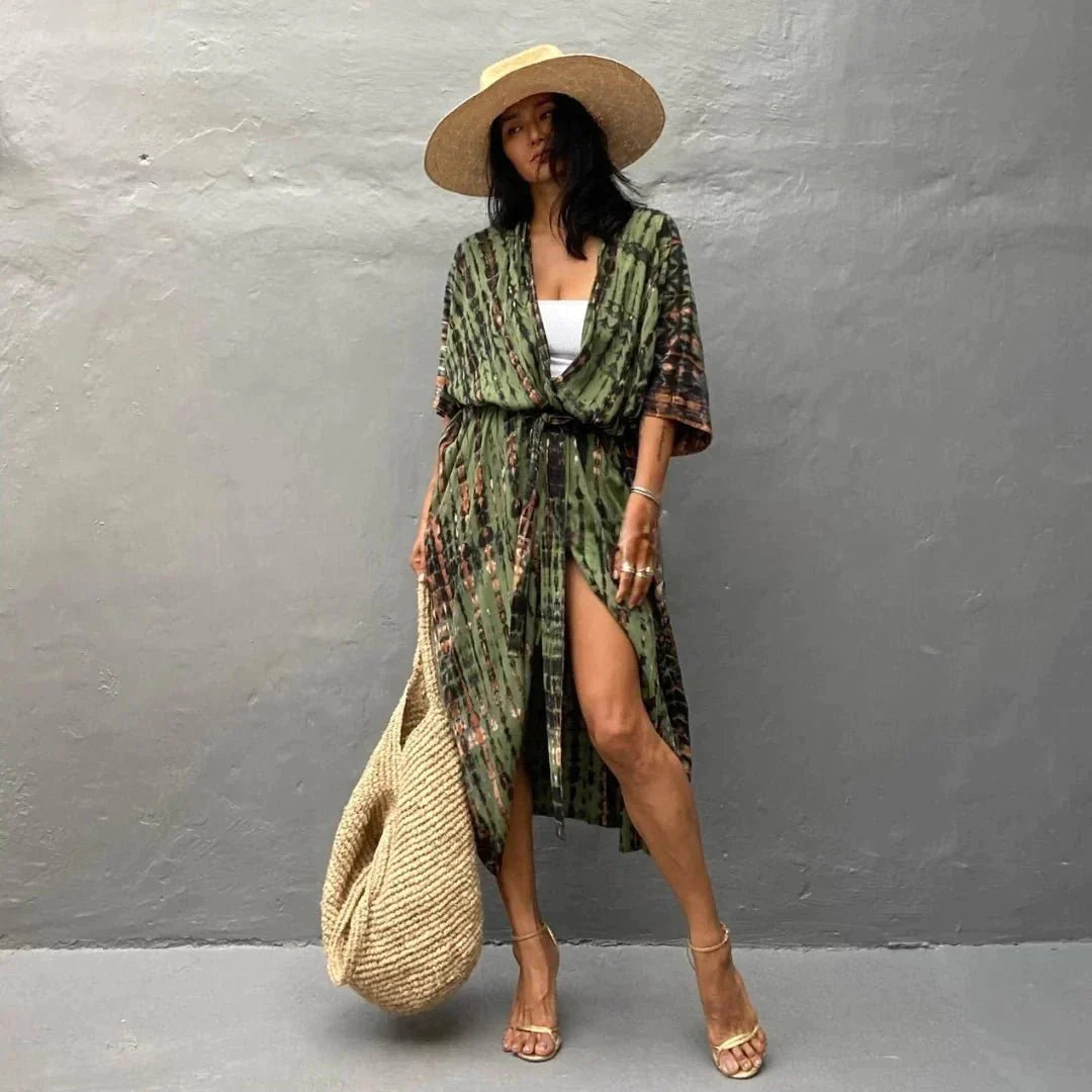 Naomi - Boho Chic Kimono in Legergroen