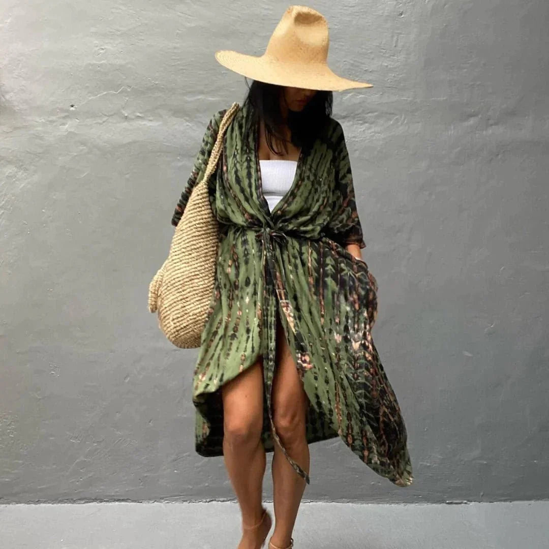 Naomi - Boho Chic Kimono in Legergroen