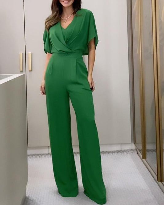 Lena - Fake Two Piece Batwing Jumpsuit