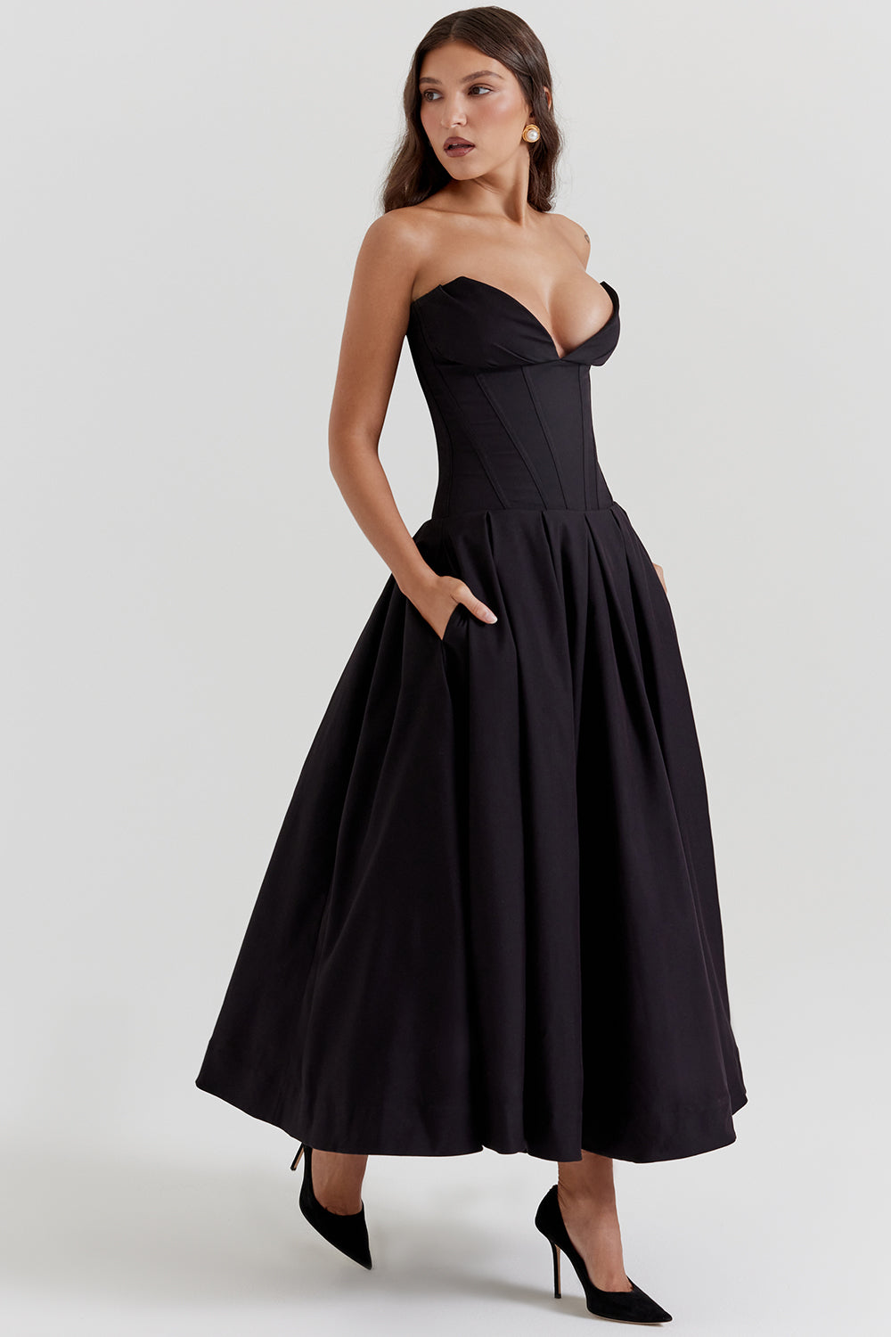 Nora - Strapless Midi-jurk