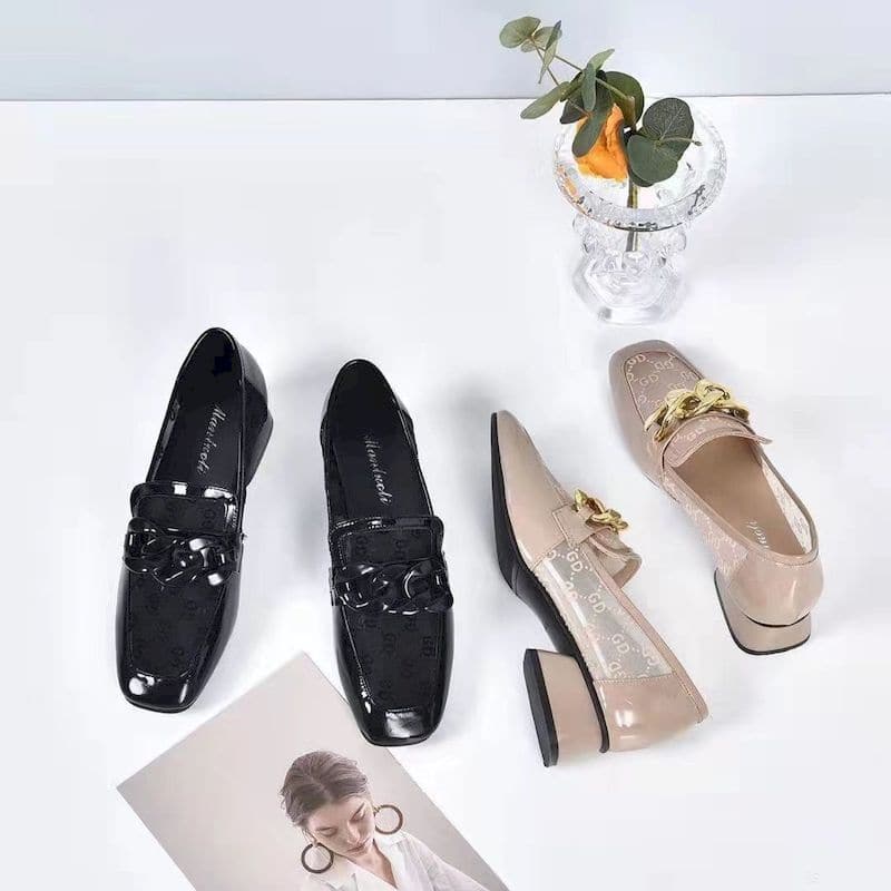 Anneliese - Elegante Leren Loafers met Dikke Hak