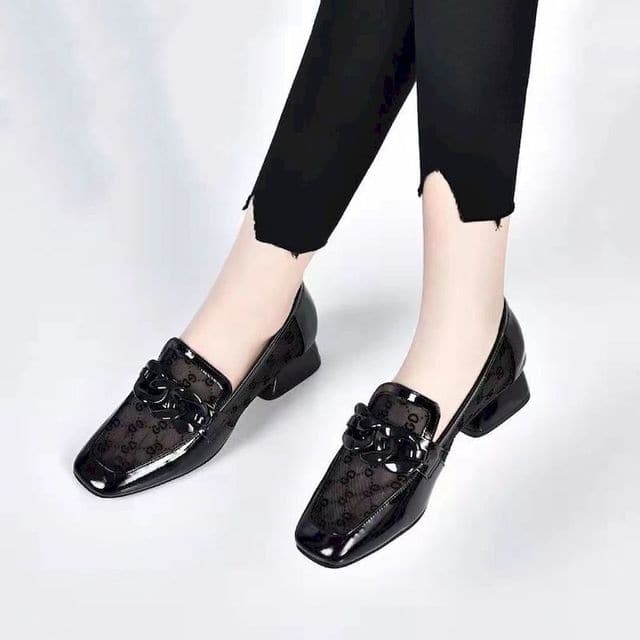 Anneliese - Elegante Leren Loafers met Dikke Hak