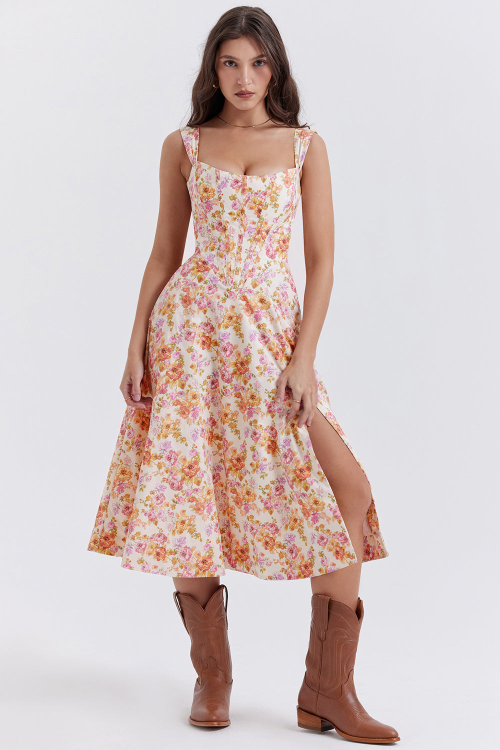 Sophie - Zomerse Bloemen Midi Jurk