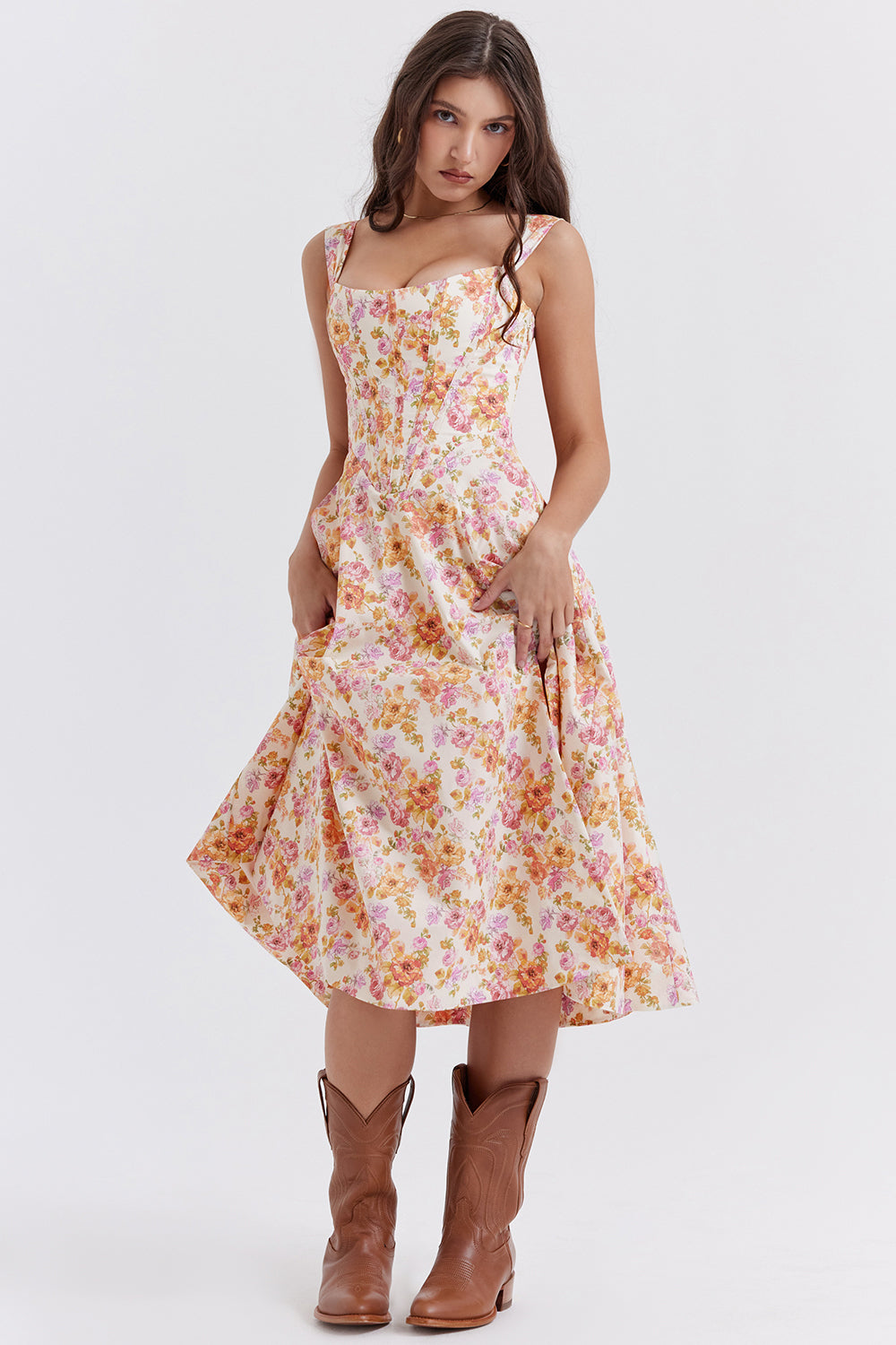 Sophie - Zomerse Bloemen Midi Jurk