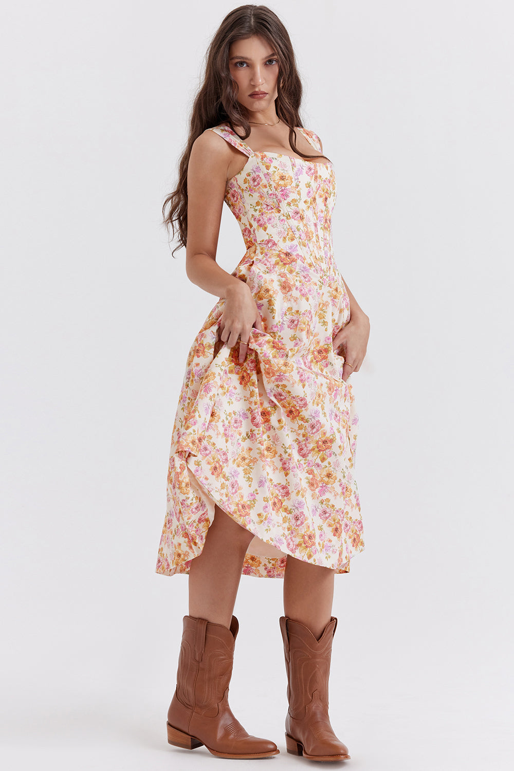 Sophie - Zomerse Bloemen Midi Jurk