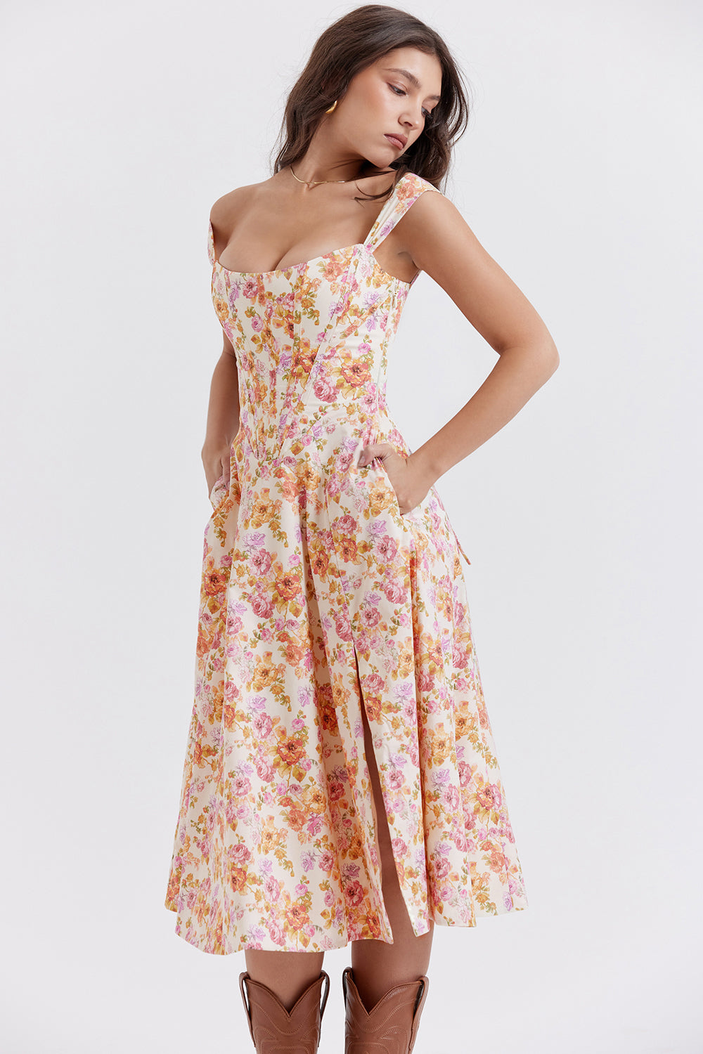 Sophie - Zomerse Bloemen Midi Jurk