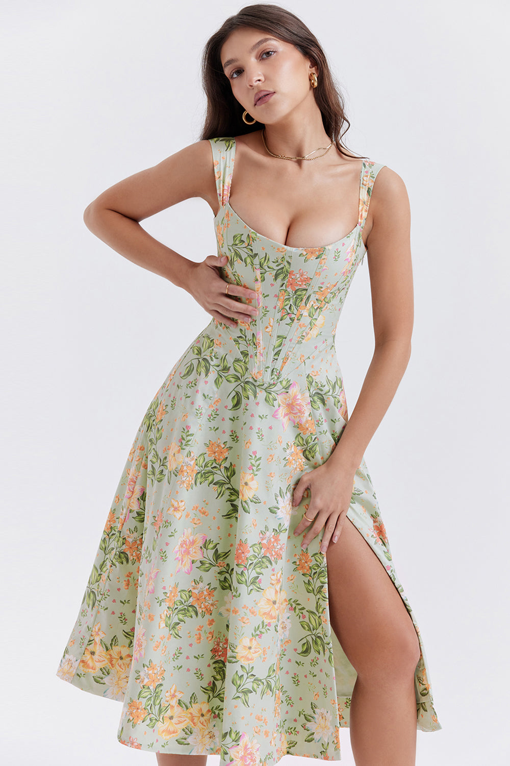 Sophie - Zomerse Bloemen Midi Jurk