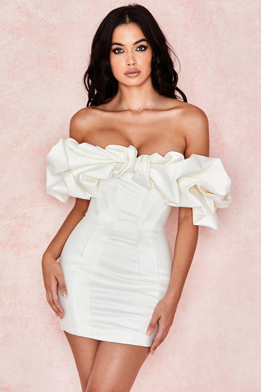 Lena - Elegante Strapless Satijnen Jurk met Ruches