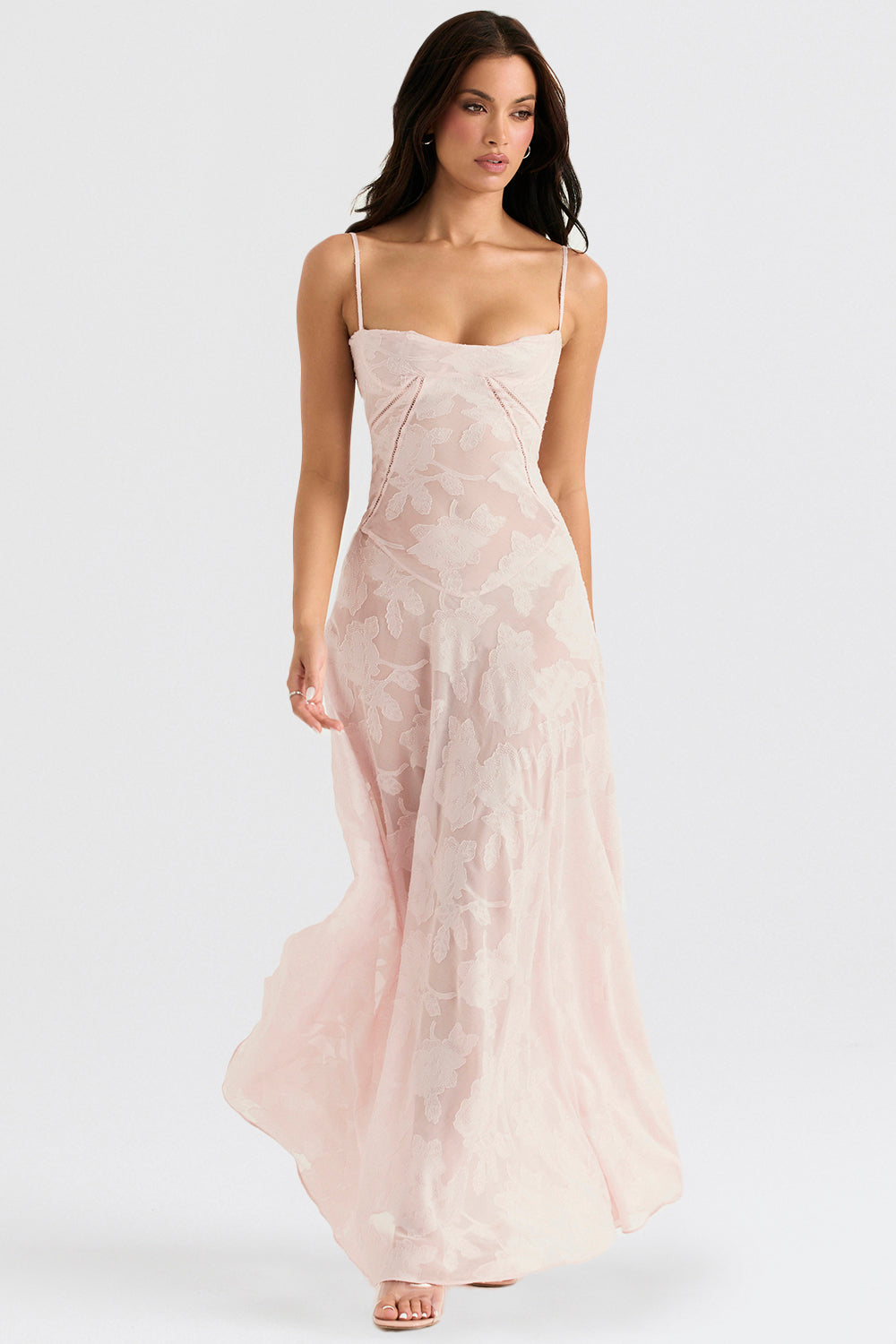 Aurora - Blush Serenity Lace-Up Back Jurk