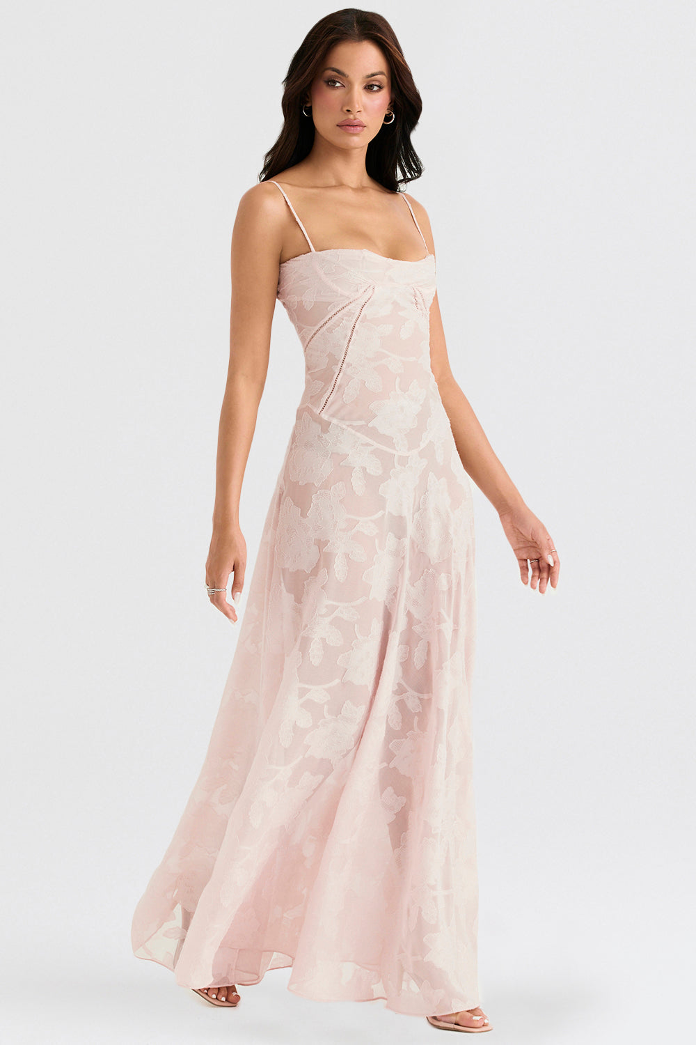 Aurora - Blush Serenity Lace-Up Back Jurk