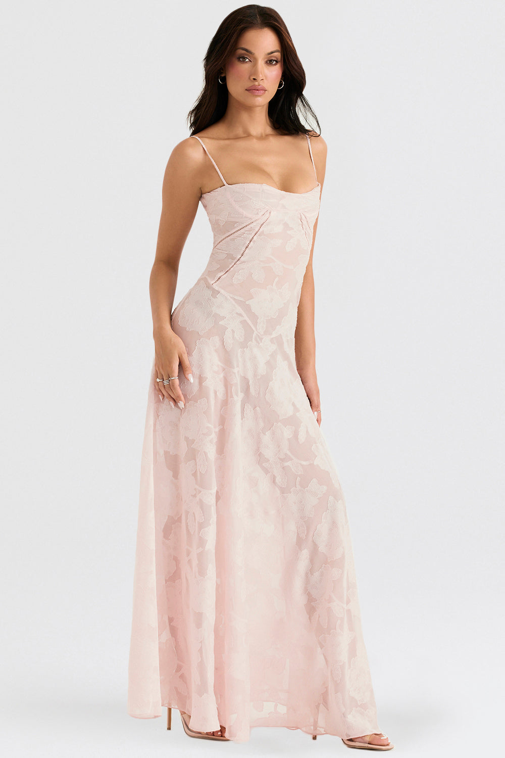 Aurora - Blush Serenity Lace-Up Back Jurk