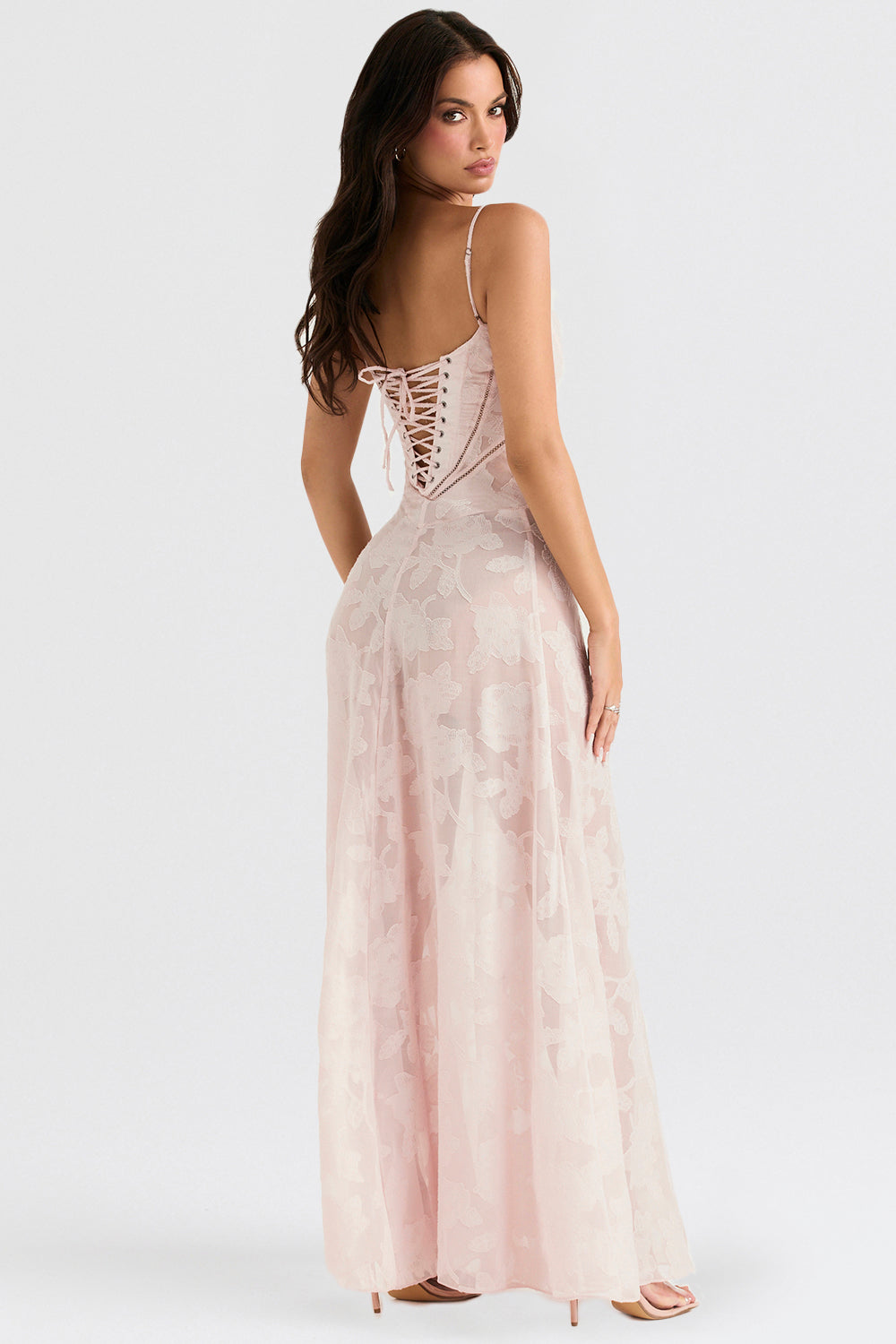 Aurora - Blush Serenity Lace-Up Back Jurk