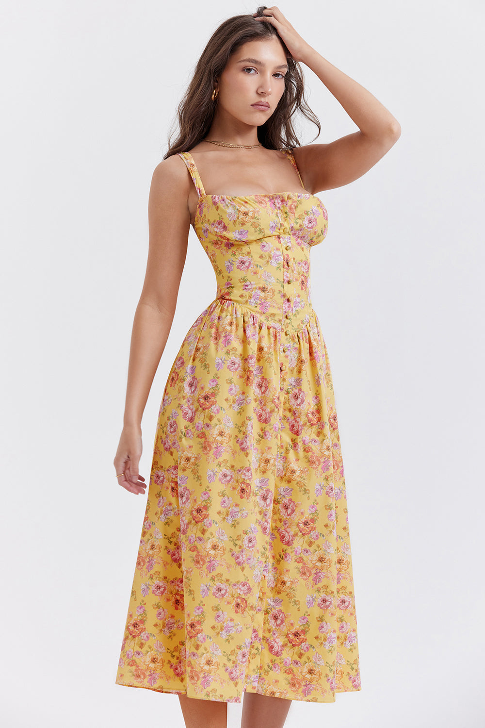 Lisa - Vintage Bloemenprint Maxi Jurk