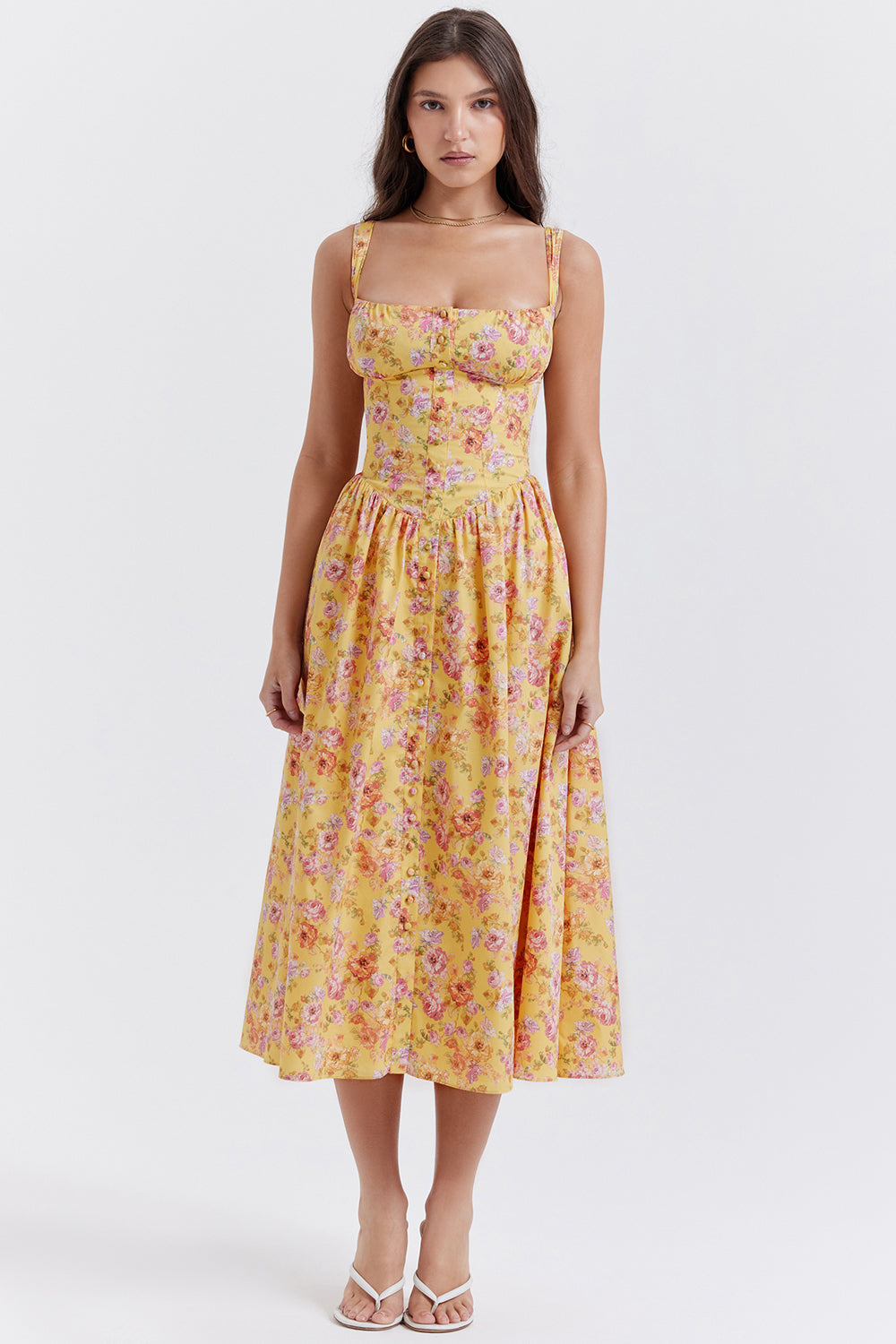 Lisa - Vintage Bloemenprint Maxi Jurk