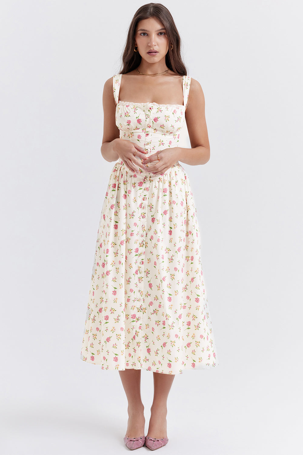 Sophie - Zomerse Bloemen Midi Jurk