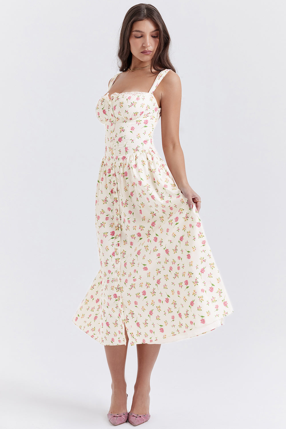 Sophie - Zomerse Bloemen Midi Jurk