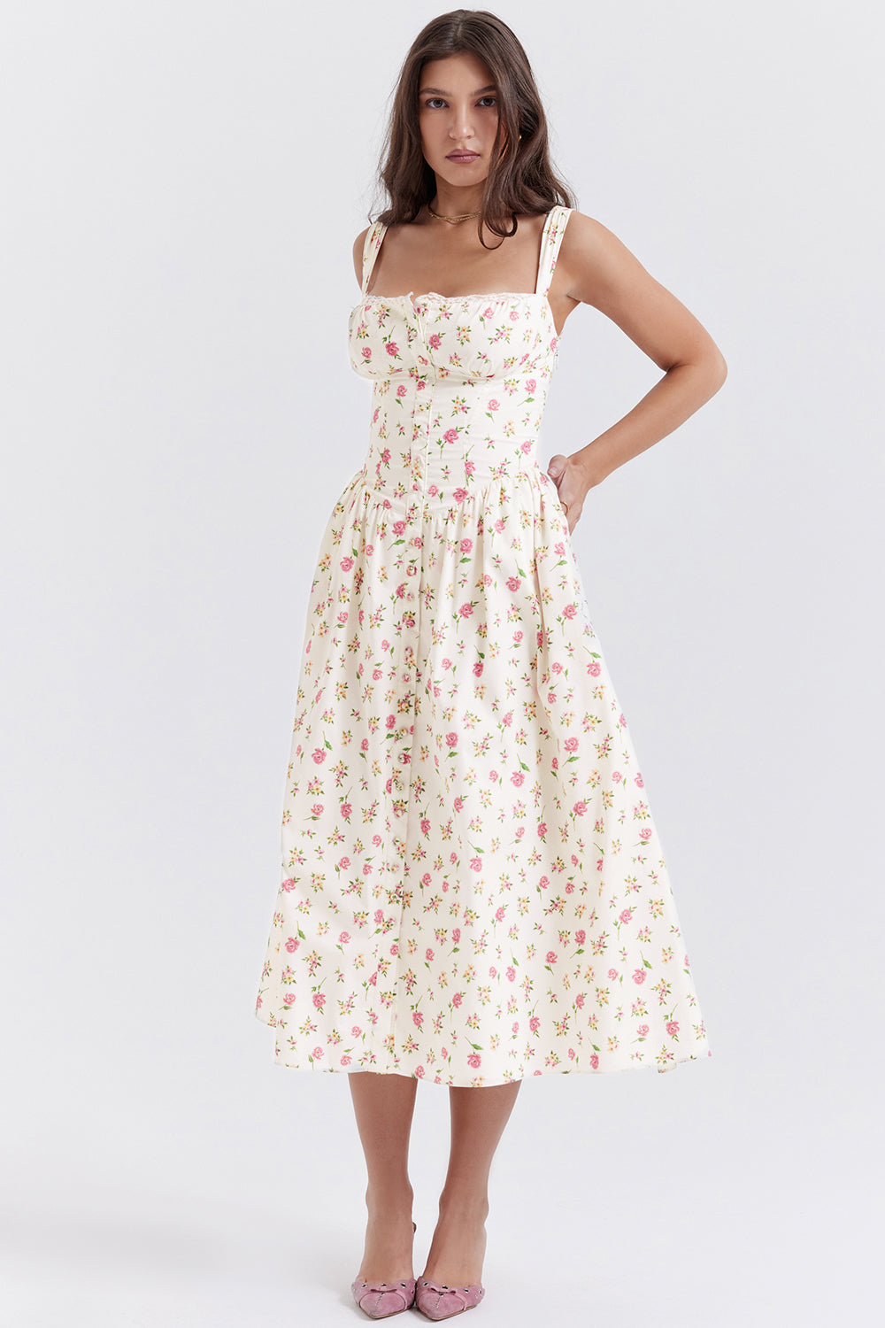 Sophie - Zomerse Bloemen Midi Jurk