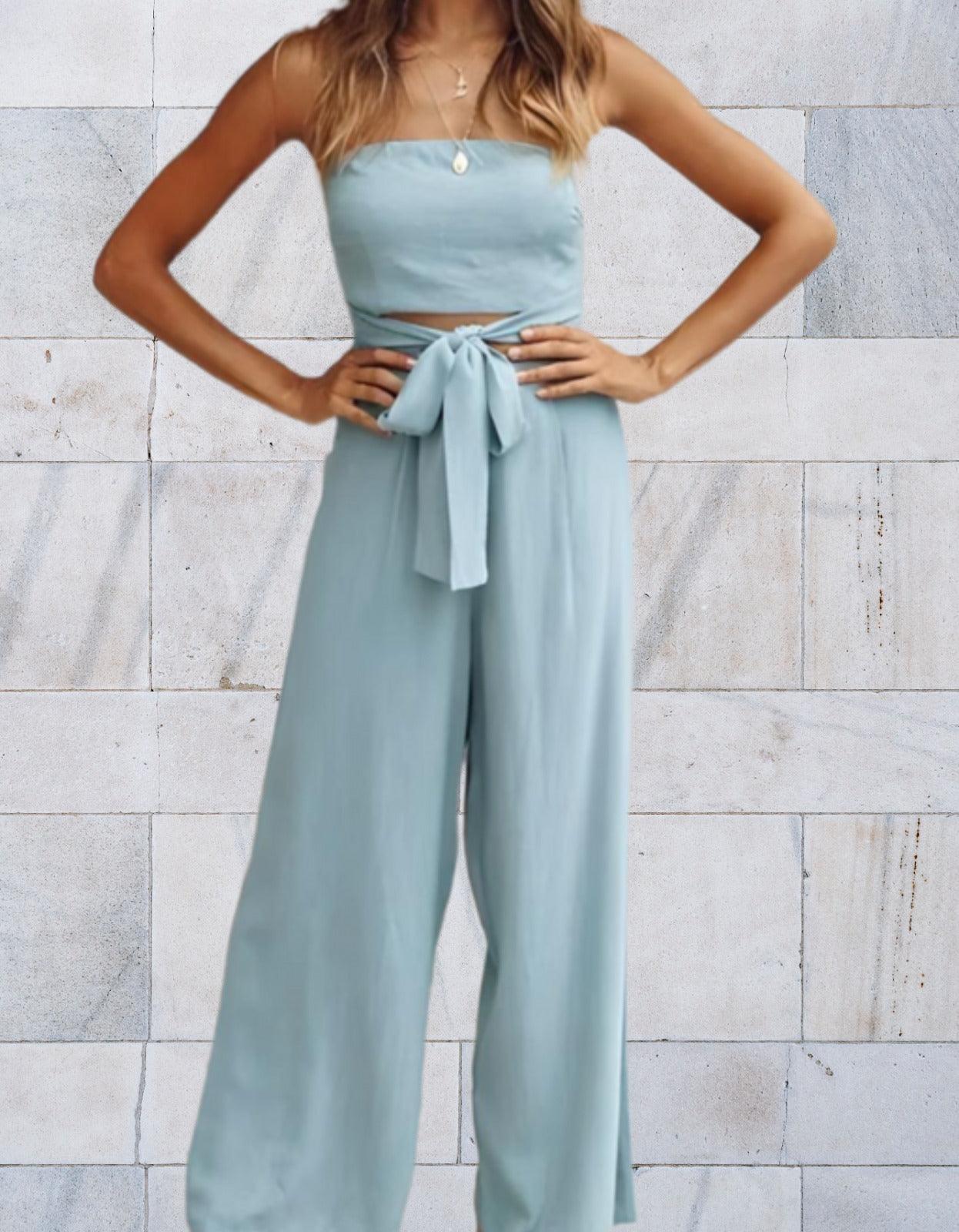 Hailey - Elegante jumpsuit met top zonder schouders en wijde pijpen