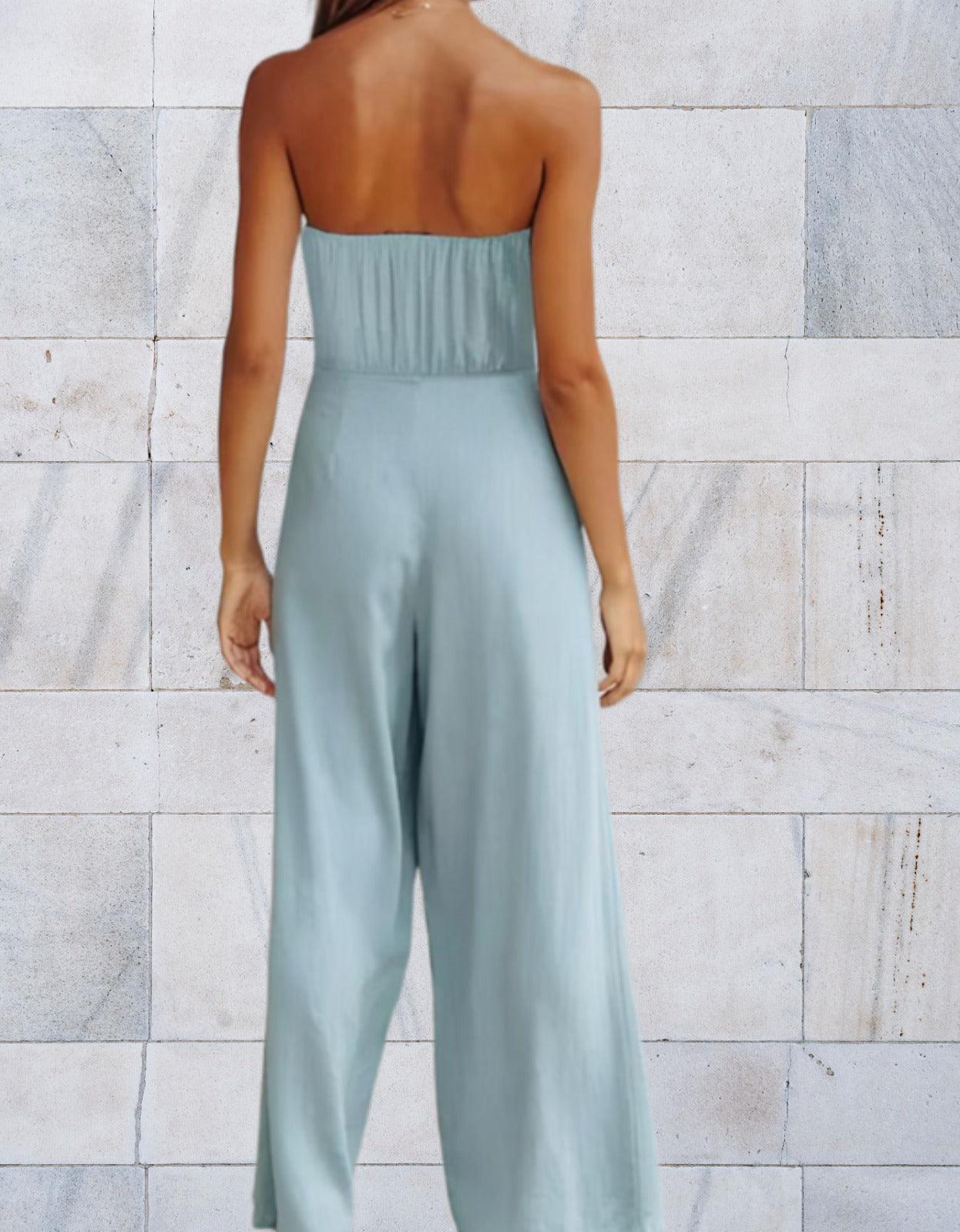 Hailey - Elegante jumpsuit met top zonder schouders en wijde pijpen