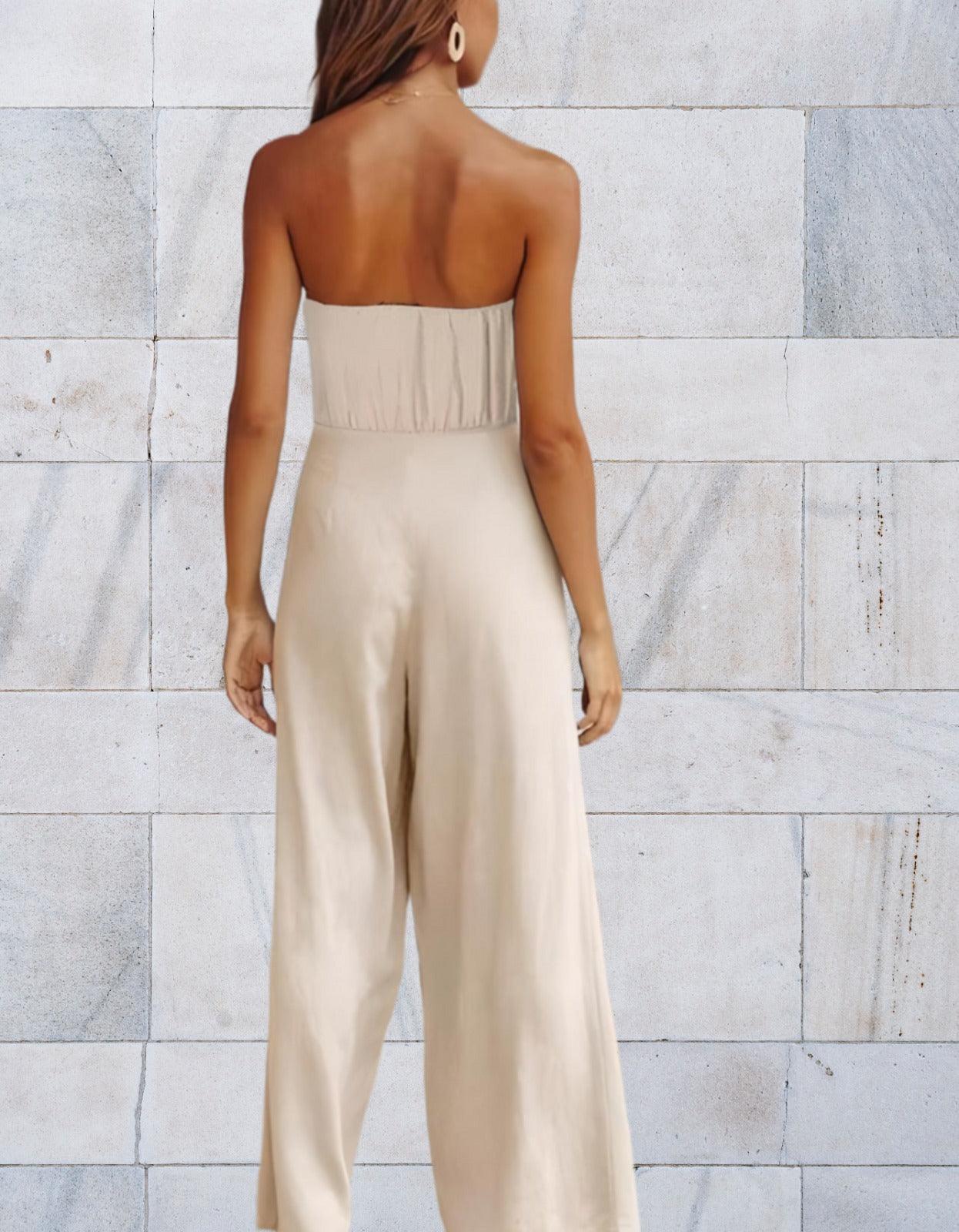 Hailey - Elegante jumpsuit met top zonder schouders en wijde pijpen