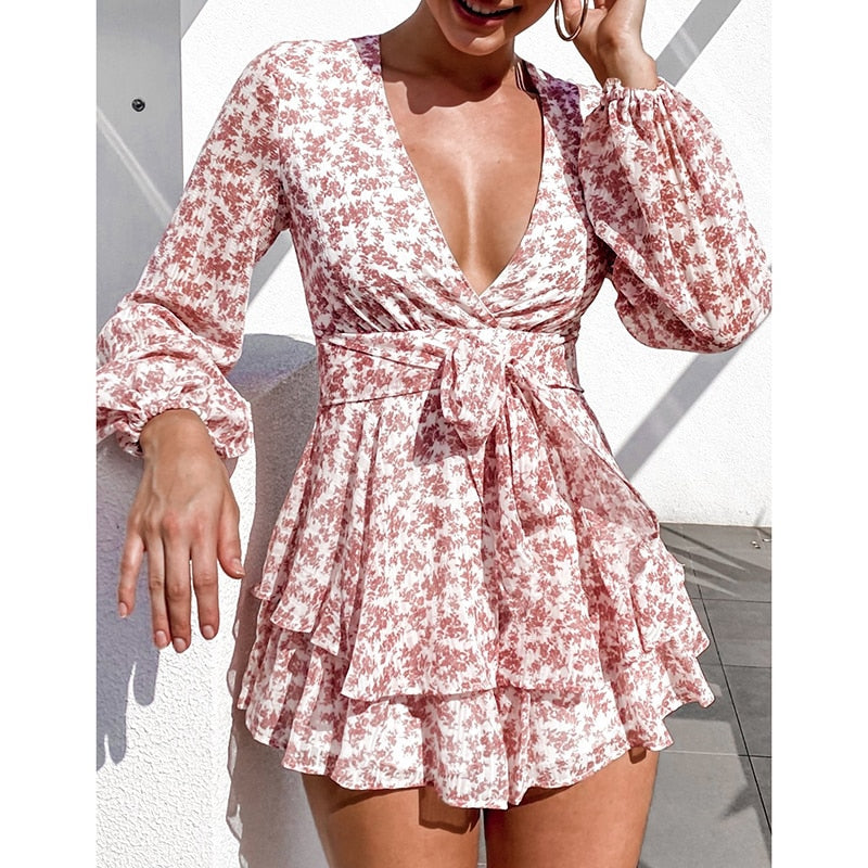 Roos - Playsuit met bloemenprint