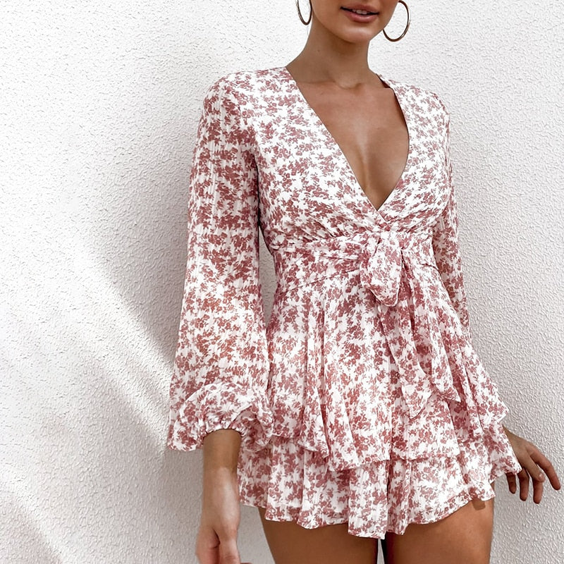 Roos - Playsuit met bloemenprint