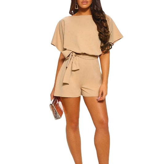 Naomi - Playsuit met riem en ronde hals