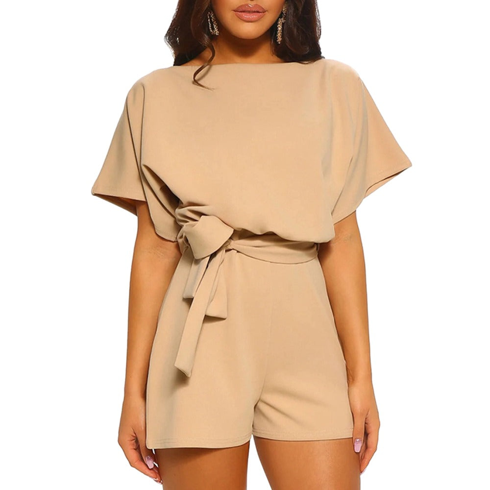 Naomi - Playsuit met riem en ronde hals