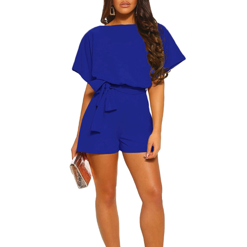 Naomi - Playsuit met riem en ronde hals