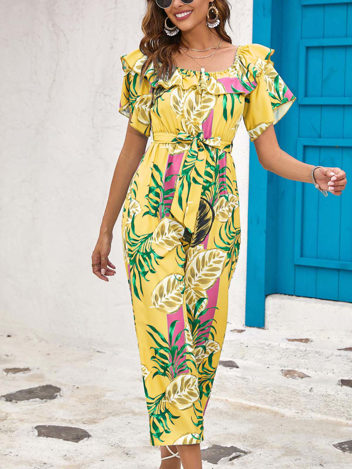 Aleyna - Gele jumpsuit met print