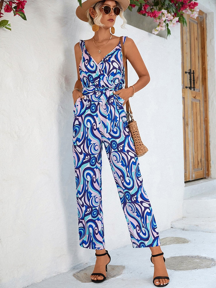 Sara - Jumpsuit met blauwe print