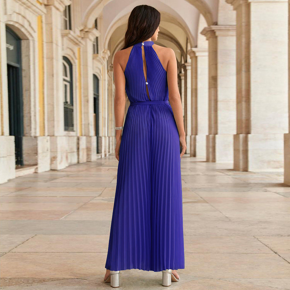 Demi - Blauwe plissé jumpsuit