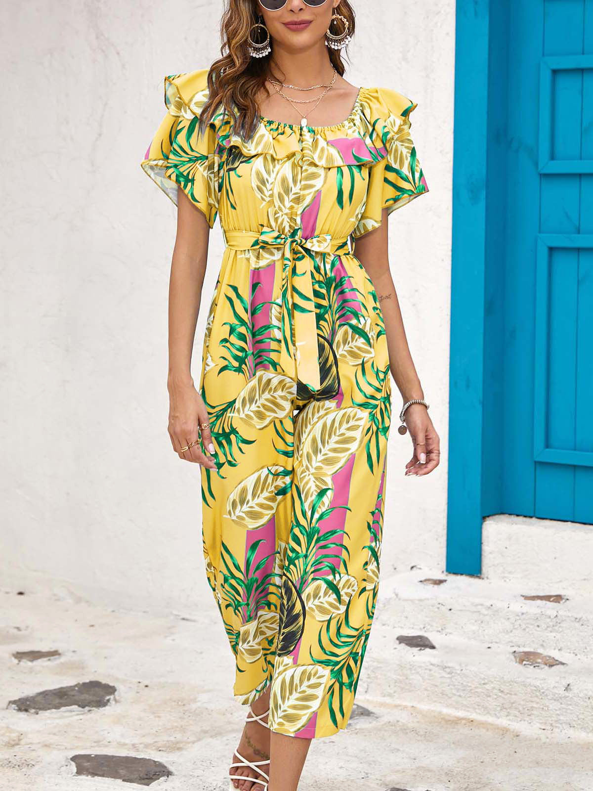 Aleyna - Gele jumpsuit met print