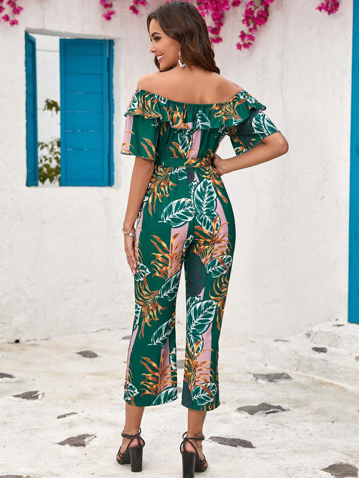 Loua - Groene jumpsuit met print