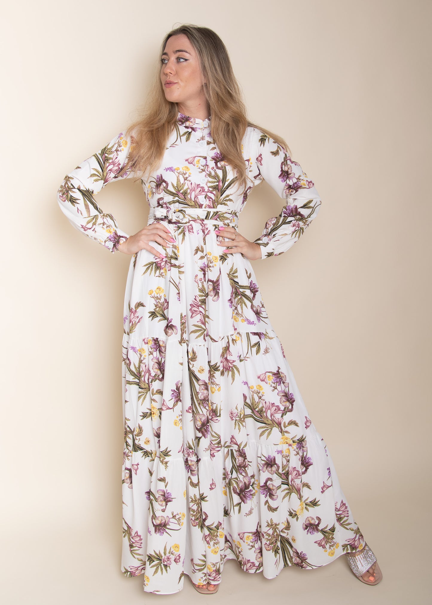 Emma - Elegante Jurk met Lila Bloemen