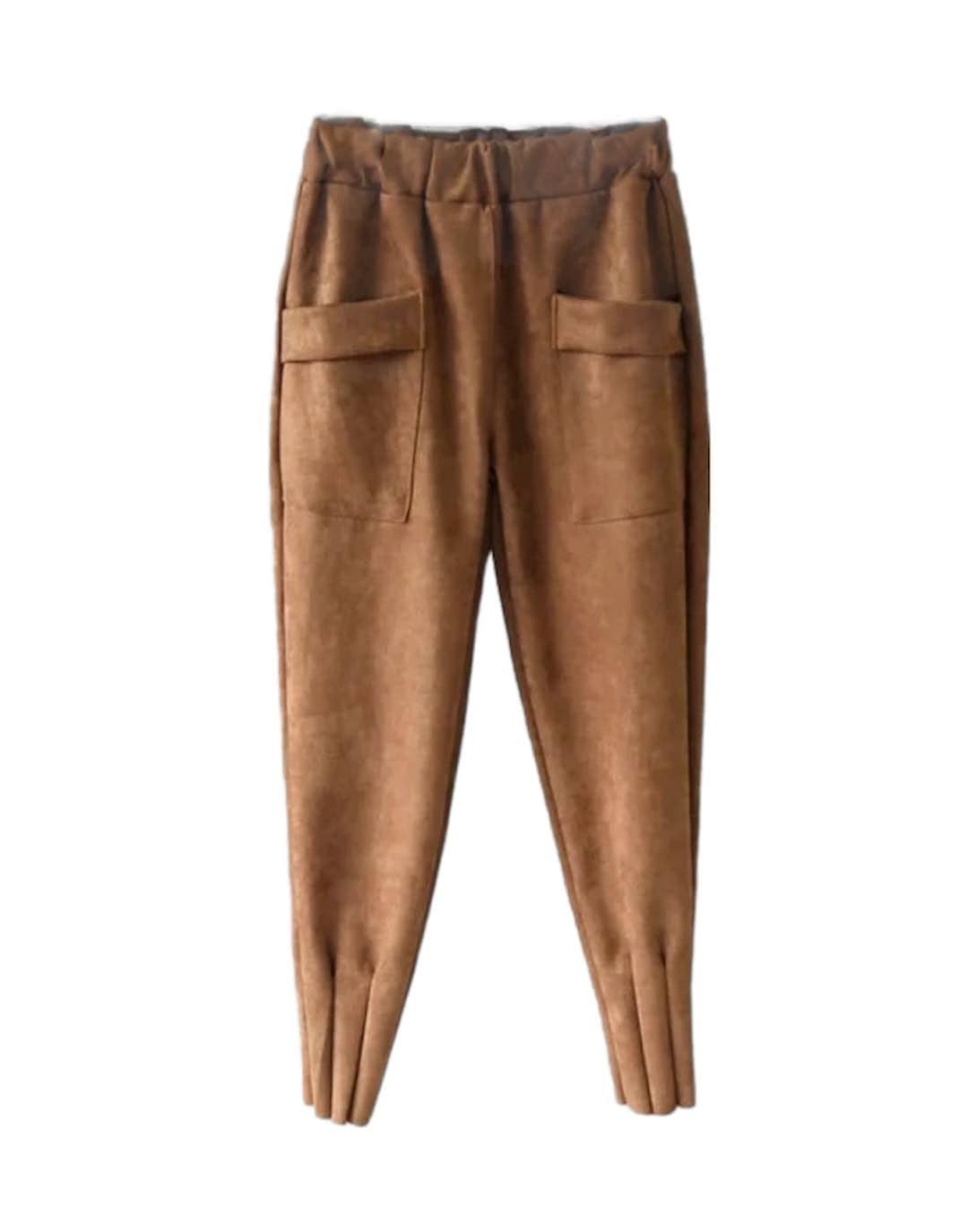 Eefjep - Luxe broek met geplooide zoom van suède