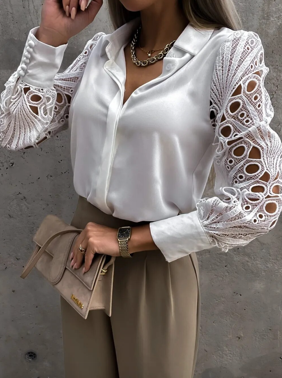 Maud - Kanten blouse met lange mouwen