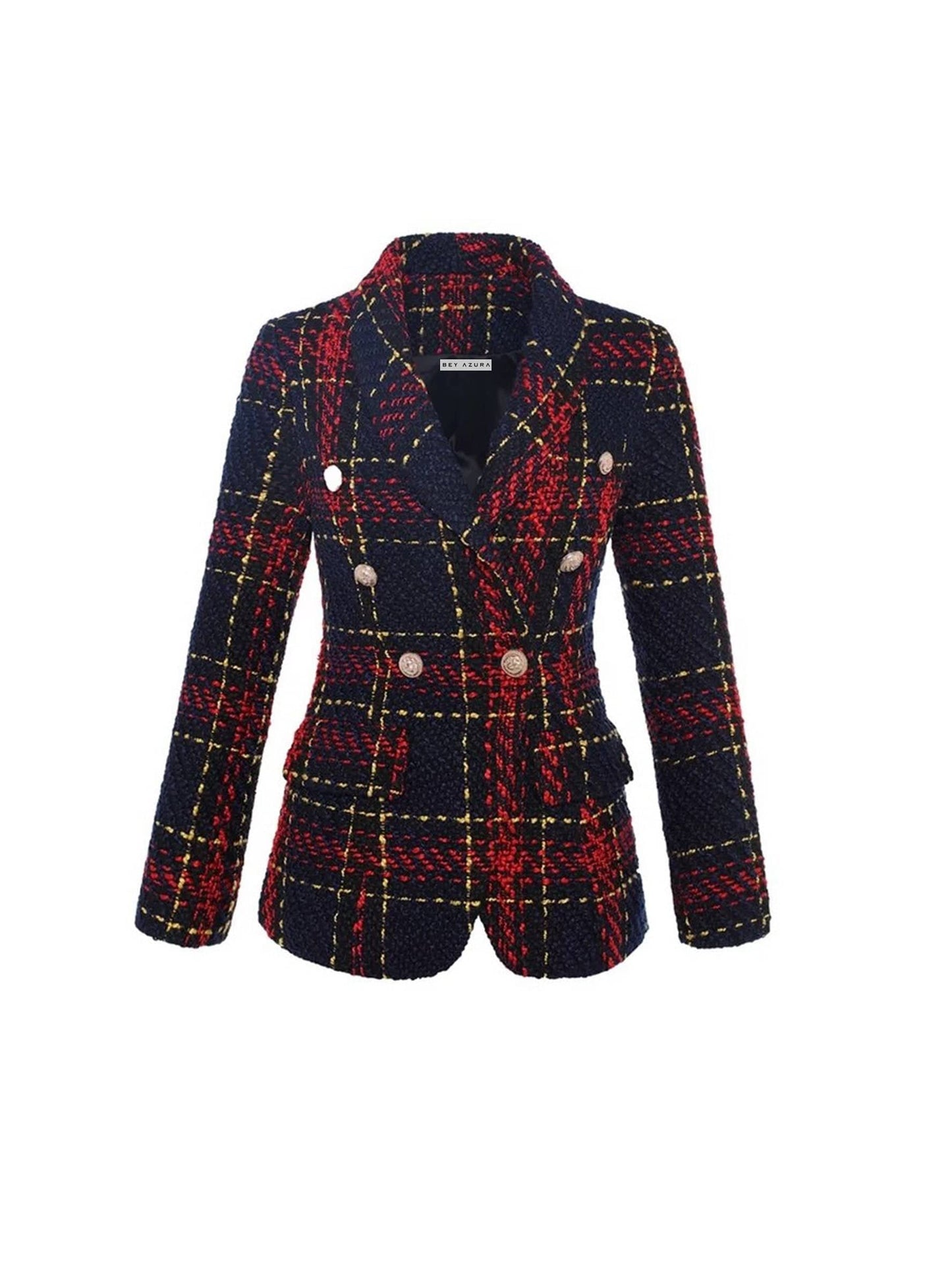 Aletta - Rood en marine Tweed Blazer