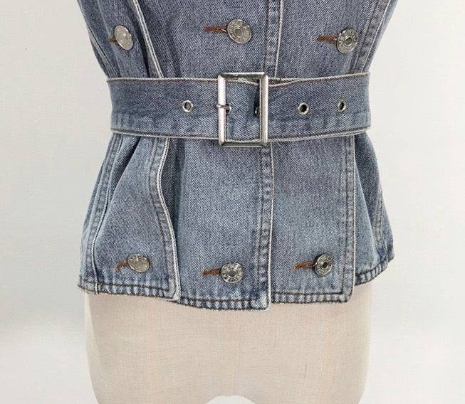 Jacintha - Strapless Denim Top met riem