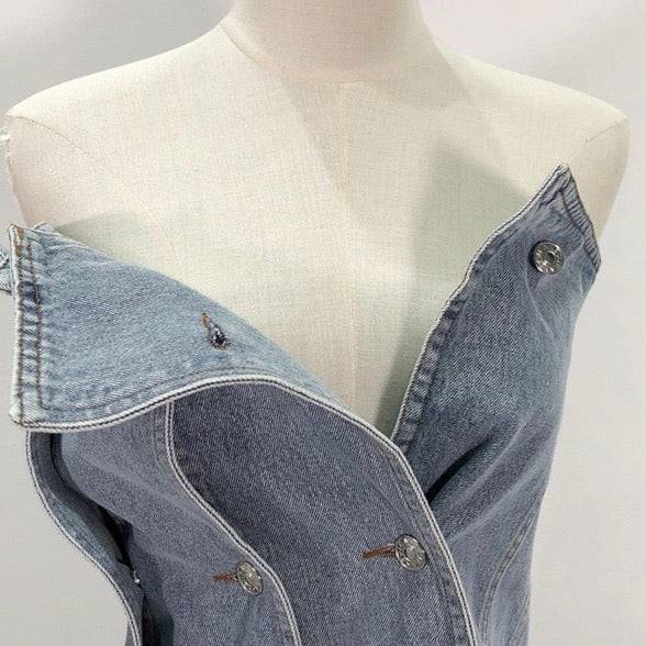 Jacintha - Strapless Denim Top met riem