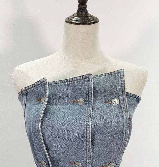 Jacintha - Strapless Denim Top met riem